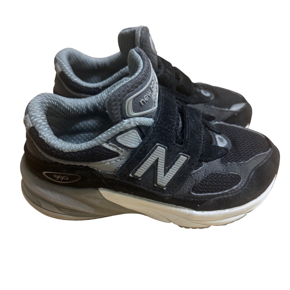 New Balance 990v6 Toddler Black Grey Running Shoes PV990BK6 Size 11